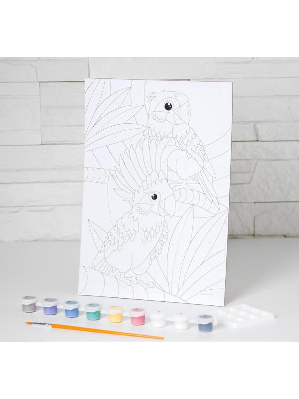 Картина по номерам «Попугаи» 20х28,5 см