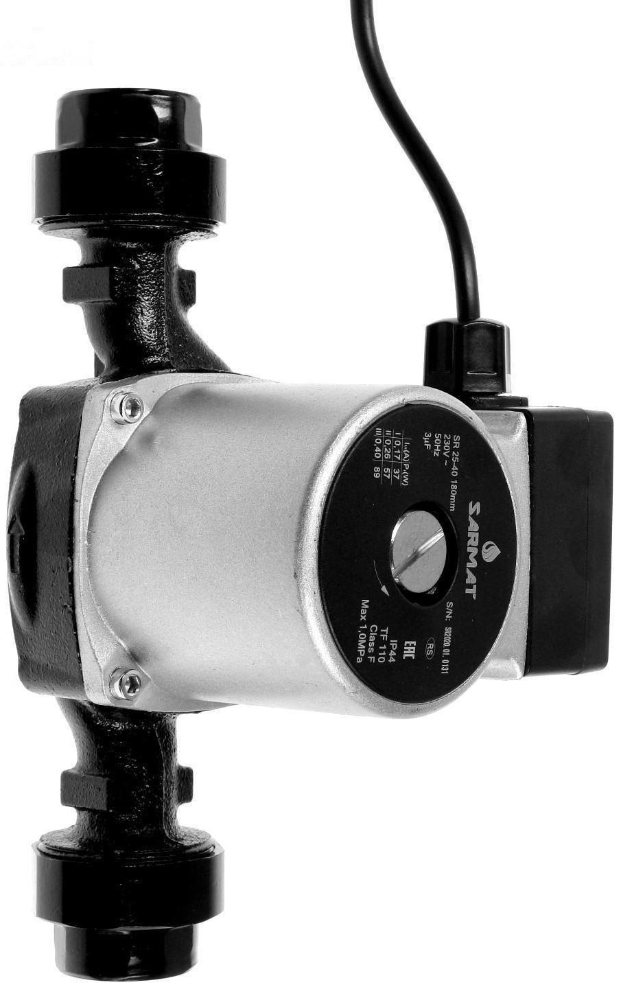 Насос циркуляционный SARMAT SR 25-40, 37/57/89 Вт, напор 4 м, кабель 1.2 м