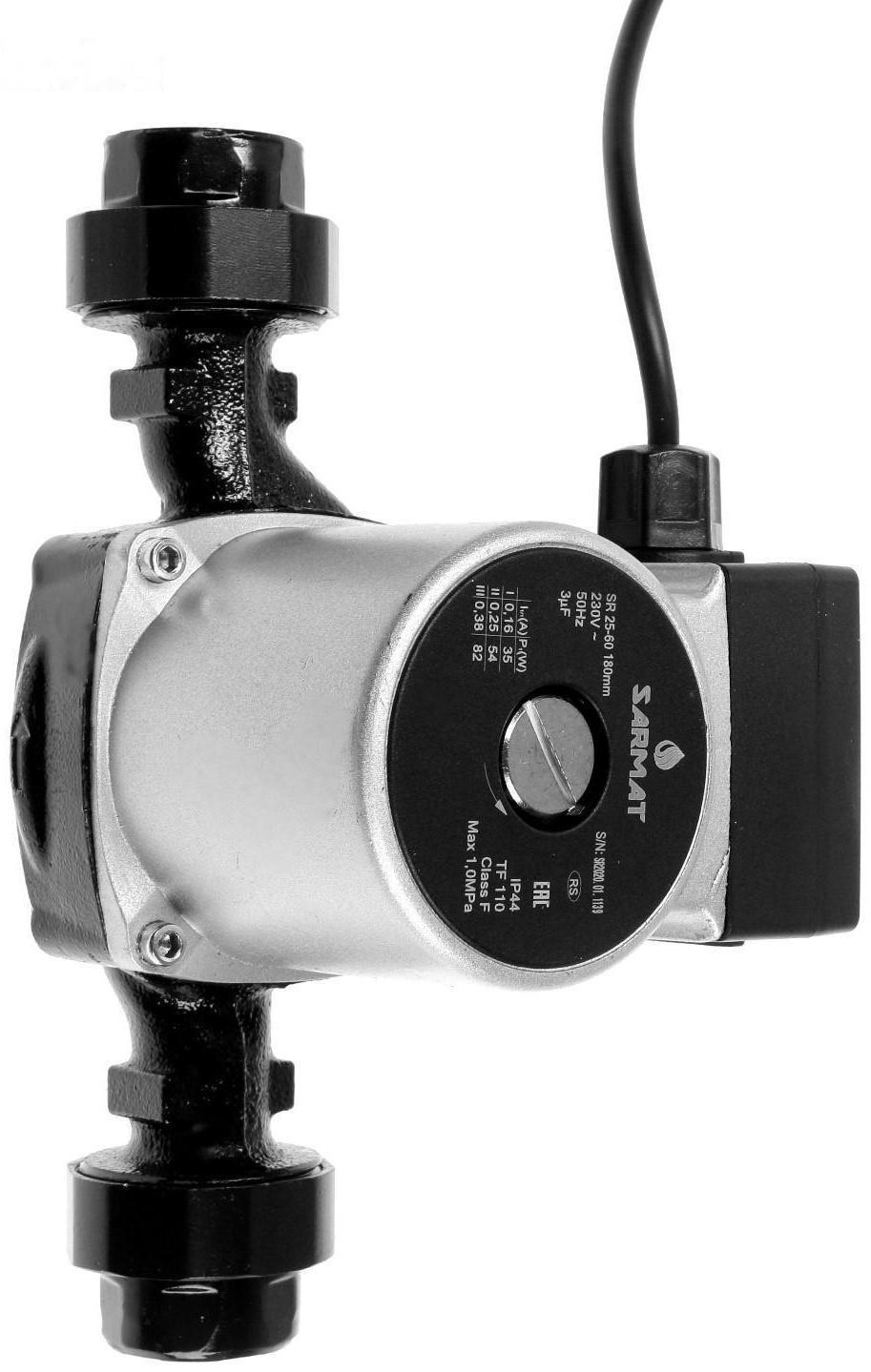 Насос циркуляционный SARMAT SR 25-60, 35/54/82 Вт, напор 6 м, кабель 1.2 м