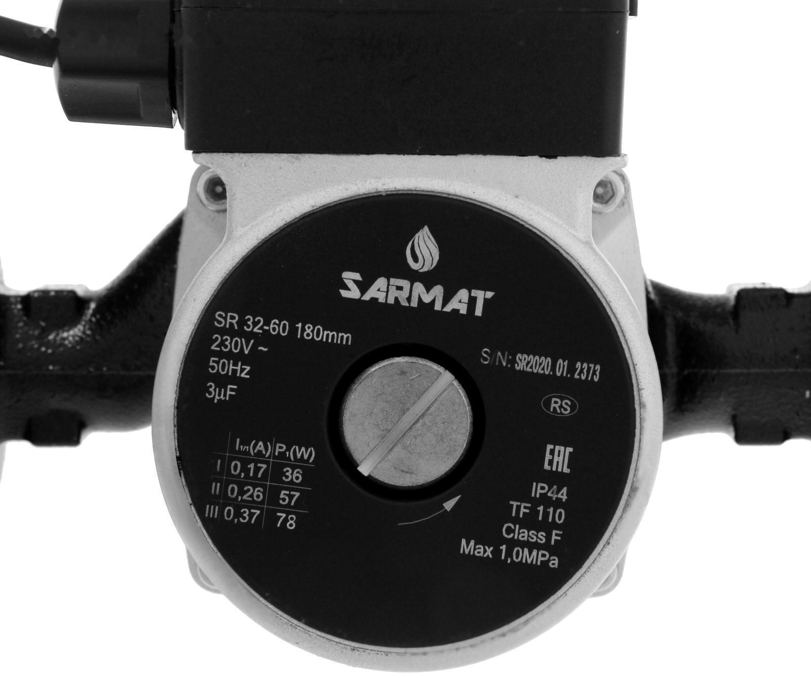Насос циркуляционный SARMAT SR 32-60, 36/57/88 Вт, напор 6 м, кабель 1.2 м