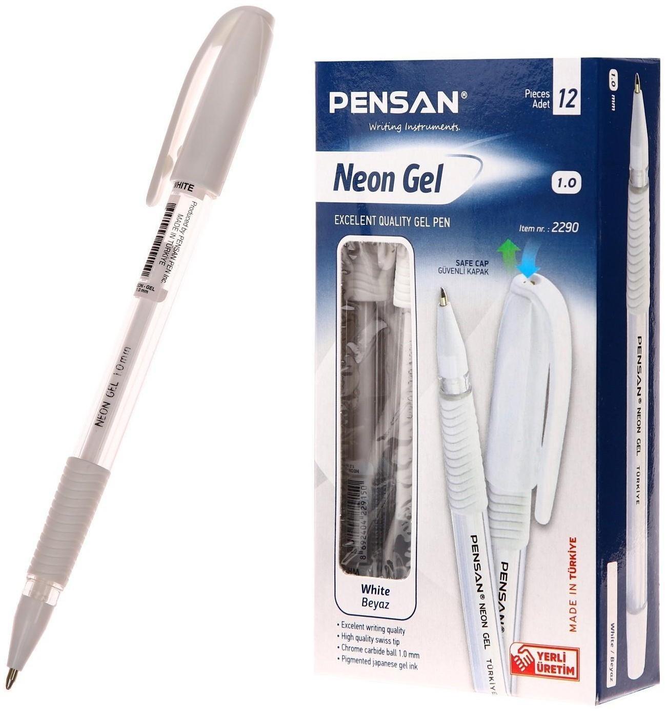 Ручка гелевая Pensan Neon Gel, чернила неоново-белые, узел 1 мм, линия письма 0,5 мм