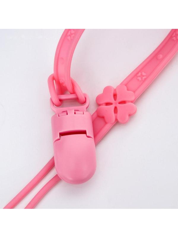 Держатель для соски - пустышки, силиконовый, цвет розовый