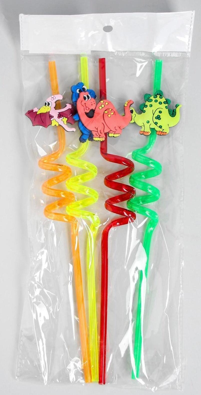 Трубочка из пластика «Динозавр», набор 4 шт., МИКС