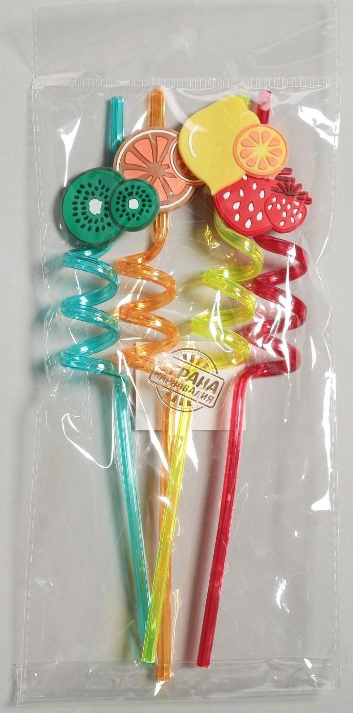 Трубочка из пластика «Фрукты», набор 4 шт., МИКС