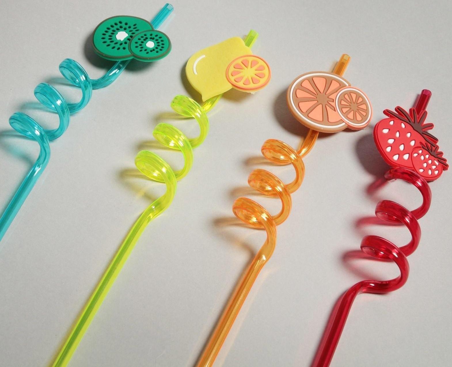 Трубочка из пластика «Фрукты», набор 4 шт., МИКС
