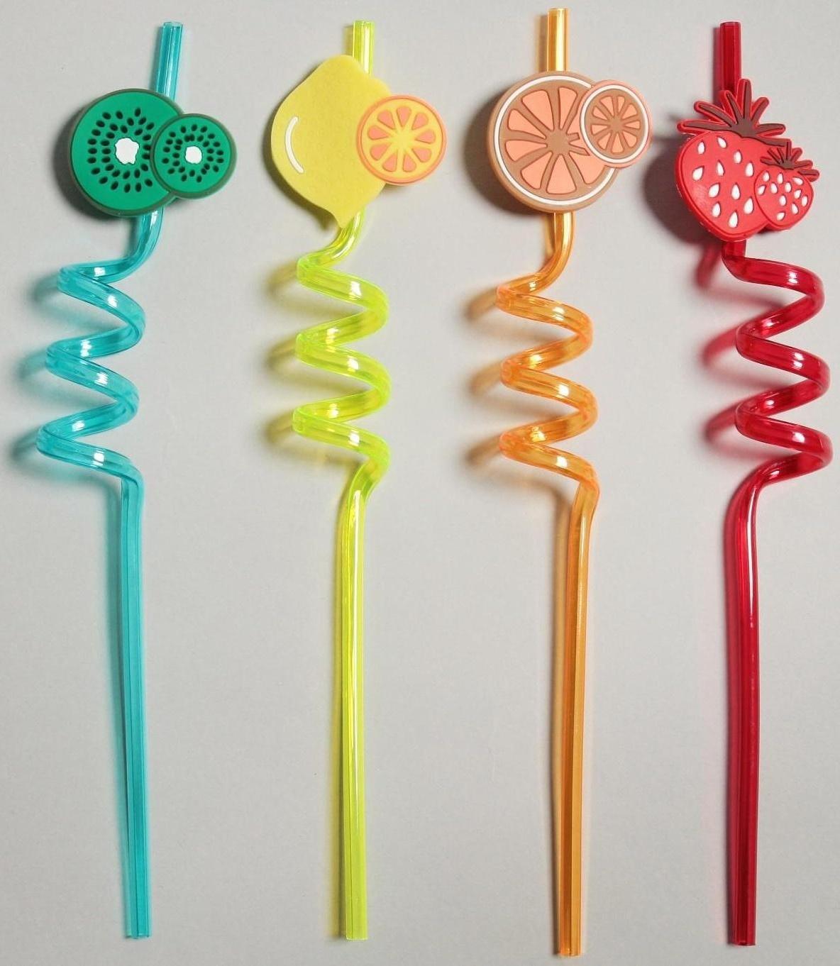 Трубочка из пластика «Фрукты», набор 4 шт., МИКС
