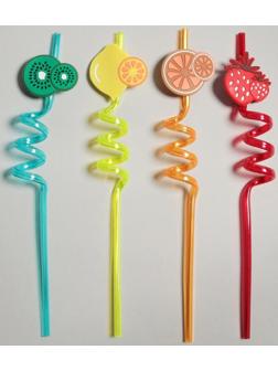 Трубочка из пластика «Фрукты», набор 4 шт., МИКС