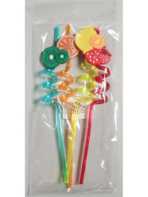 Трубочка из пластика «Фрукты», набор 4 шт., МИКС