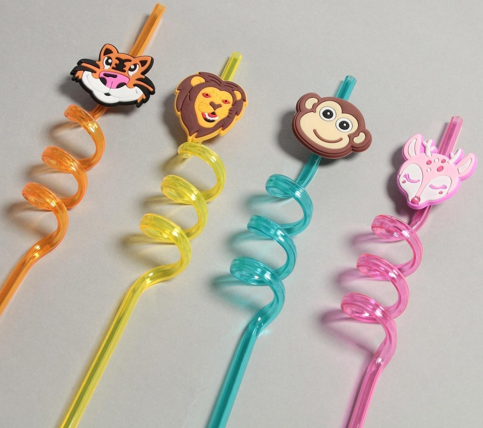Трубочка из пластика «Сафари», набор 4 шт., МИКС