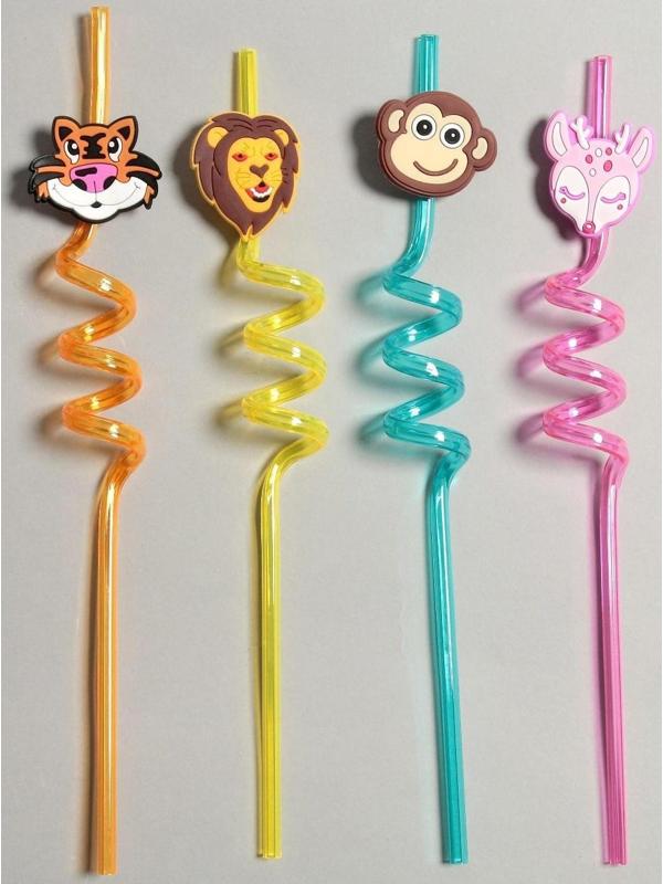 Трубочка из пластика «Сафари», набор 4 шт., МИКС