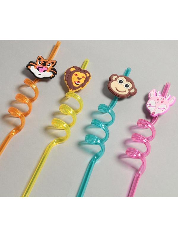 Трубочка из пластика «Сафари», набор 4 шт., МИКС