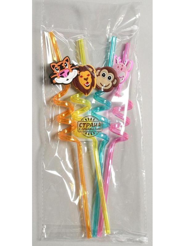 Трубочка из пластика «Сафари», набор 4 шт., МИКС