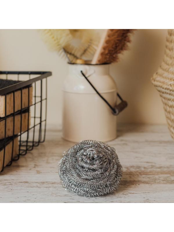 Губка для мытья посуды металлическая Raccoon, спираль оцинкованная, 30 гр