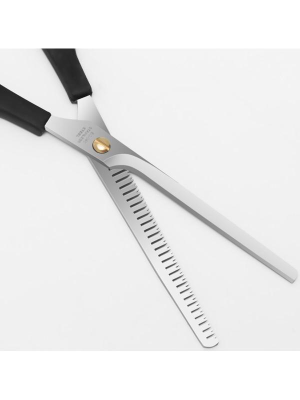 Ножницы парикмахерские, филировочные, с упором, лезвие — 7,5 см, в блистере, цвет чёрный, ЕC-040