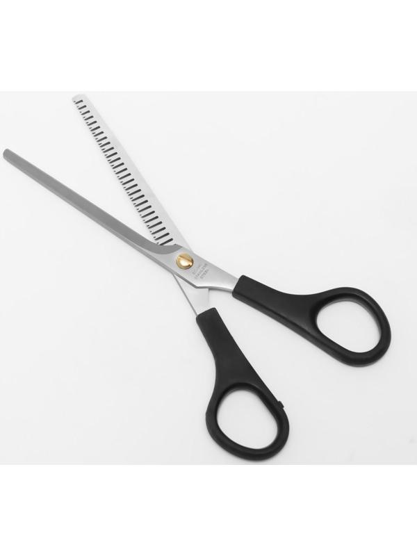 Ножницы парикмахерские, филировочные, с упором, лезвие — 7,5 см, в блистере, цвет чёрный, ЕC-040