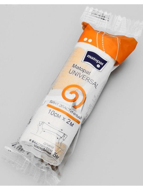 Бинт медицинский эластичный Matopat UNIVERSAL с застежкой: 10смх2м (во флоупаке)