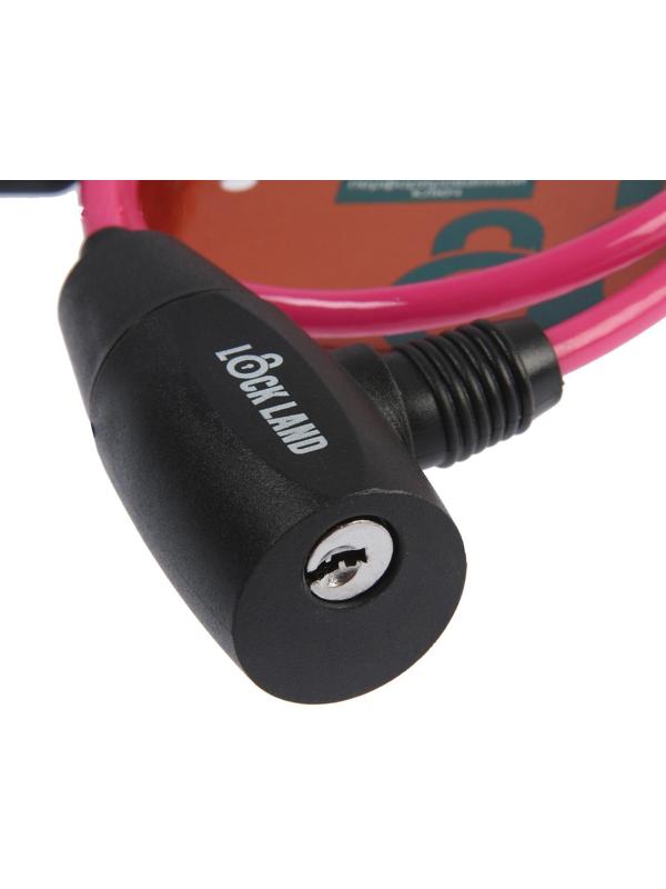 Замок навесной велосипедный LOCKLAND, 6 х 650 мм, перфорированный ключ, розовый