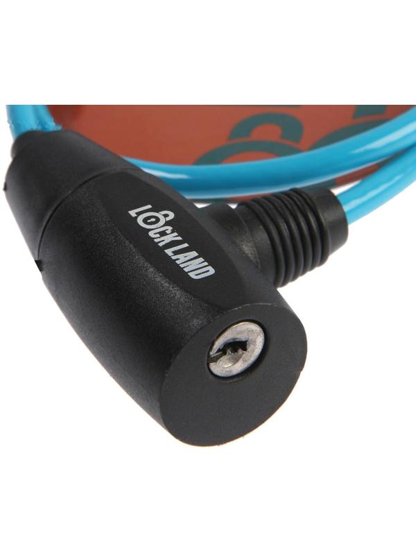 Замок навесной велосипедный LOCKLAND, 6 х 650 мм, перфорированный ключ, синий