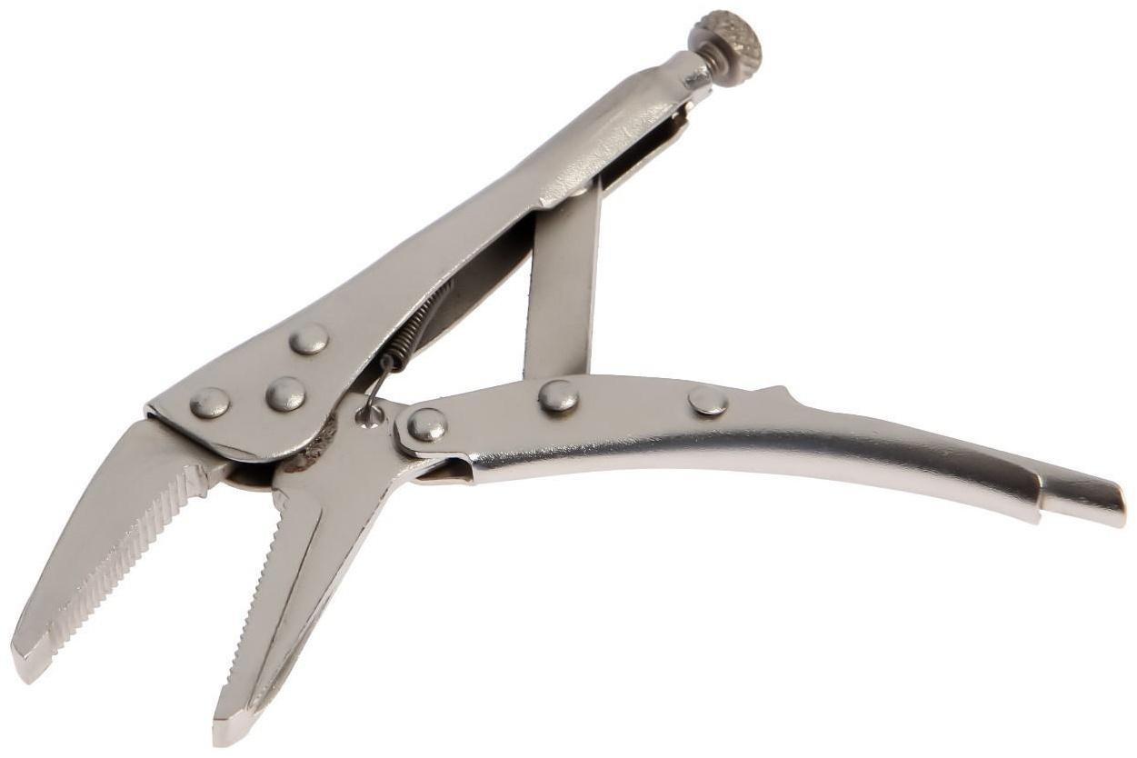 Зажим ручной ТУНДРА, удлиненный плоский захват, с фиксатором, 160 мм