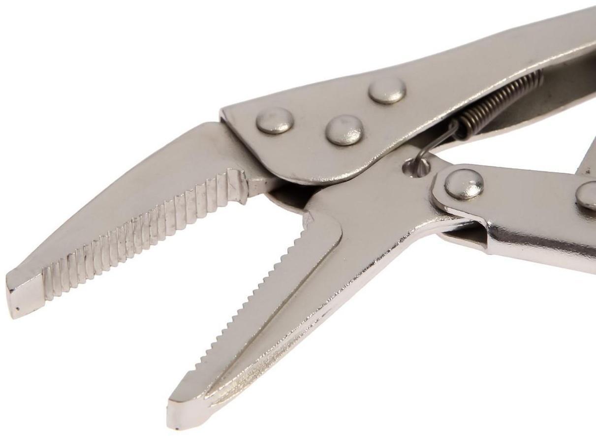 Зажим ручной ТУНДРА, удлиненный плоский захват, с фиксатором, 160 мм