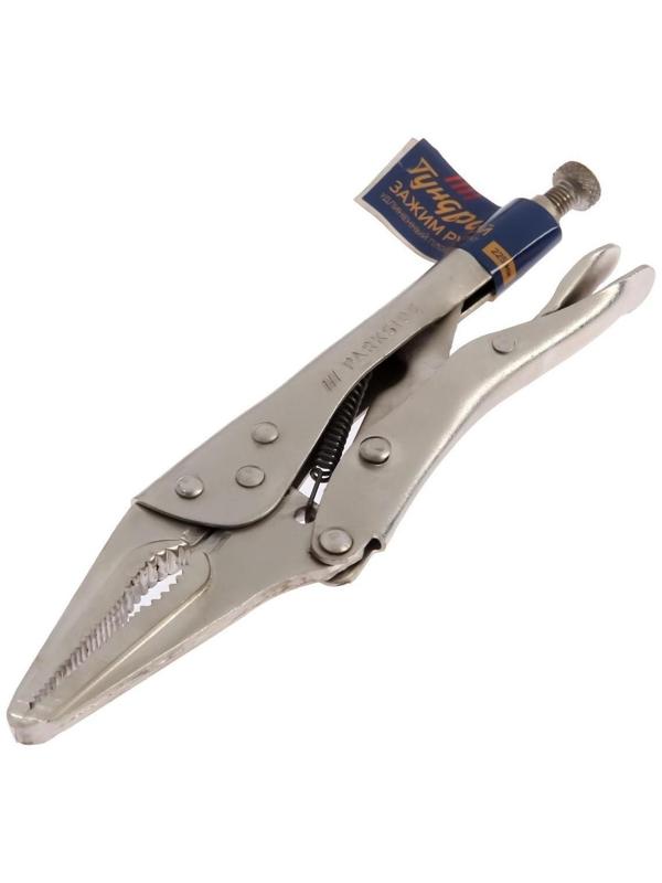 Зажим ручной ТУНДРА, удлиненный плоский захват, с фиксатором, 225 мм