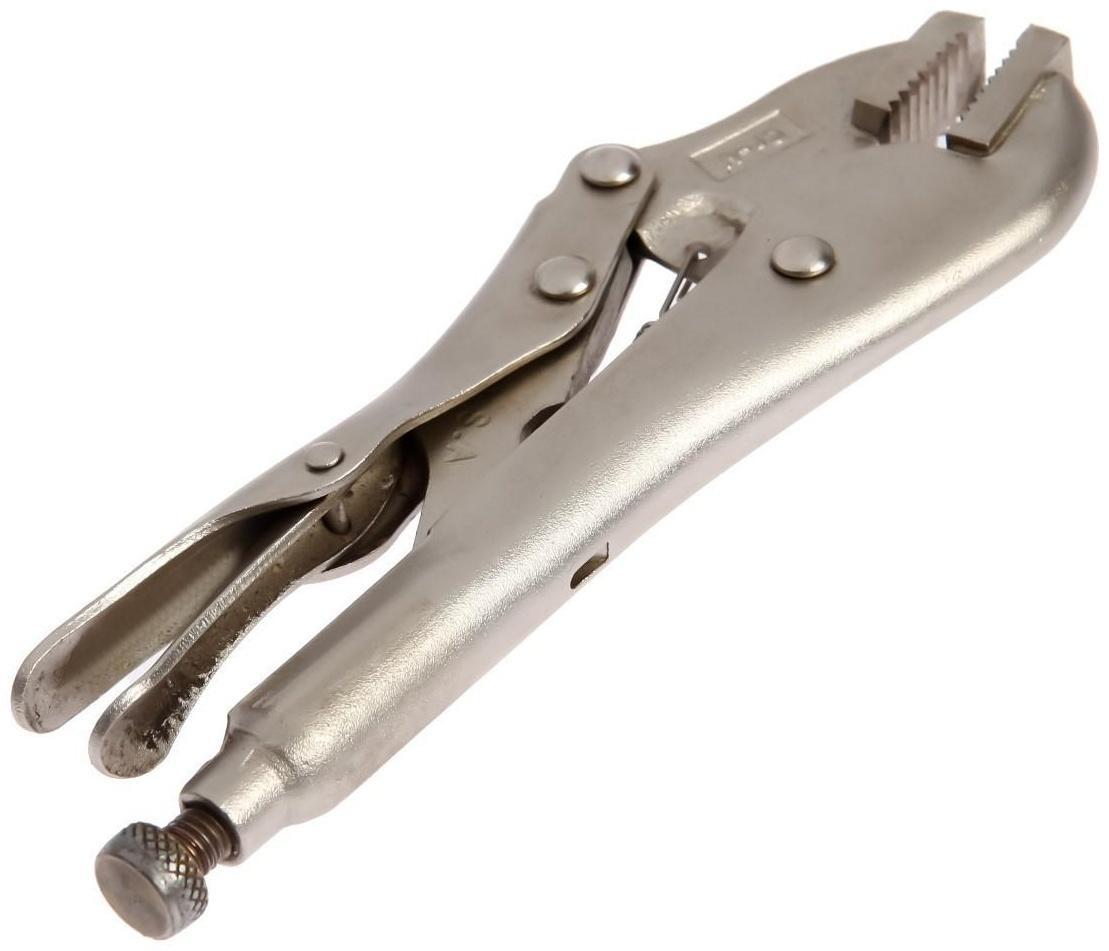 Зажим ручной ТУНДРА, усиленный, плоский захват, с фиксатором, 175 мм