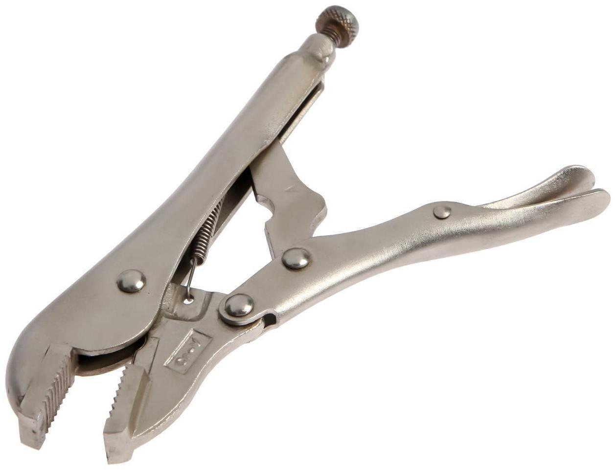 Зажим ручной ТУНДРА, усиленный, плоский захват, с фиксатором, 175 мм
