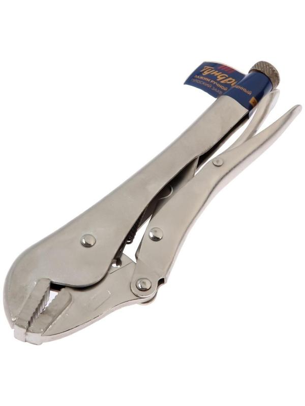 Зажим ручной ТУНДРА, усиленный, плоский захват, с фиксатором, 250 мм