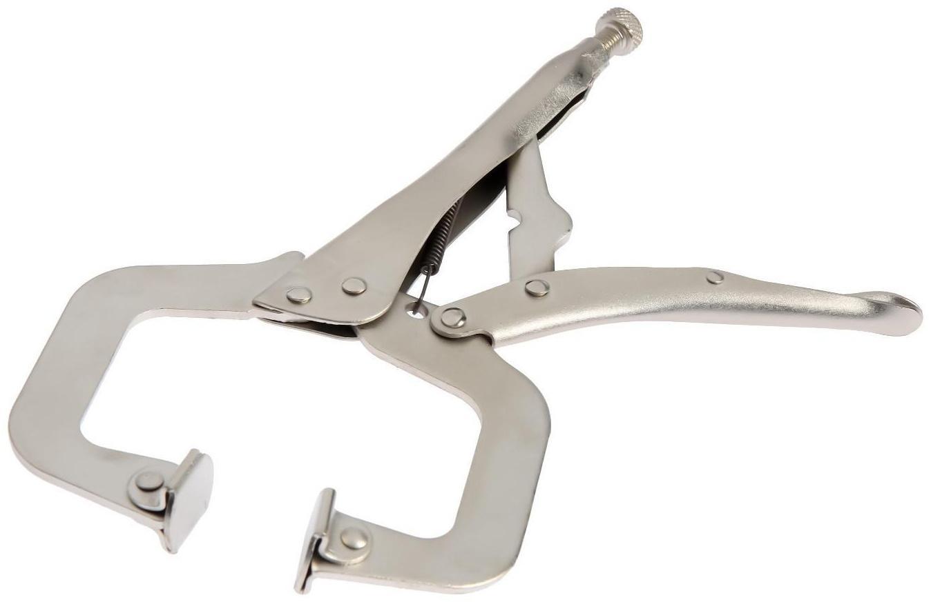 Зажим ручной ТУНДРА, точечный захват, подвижные губки, с фиксатором, 275 мм