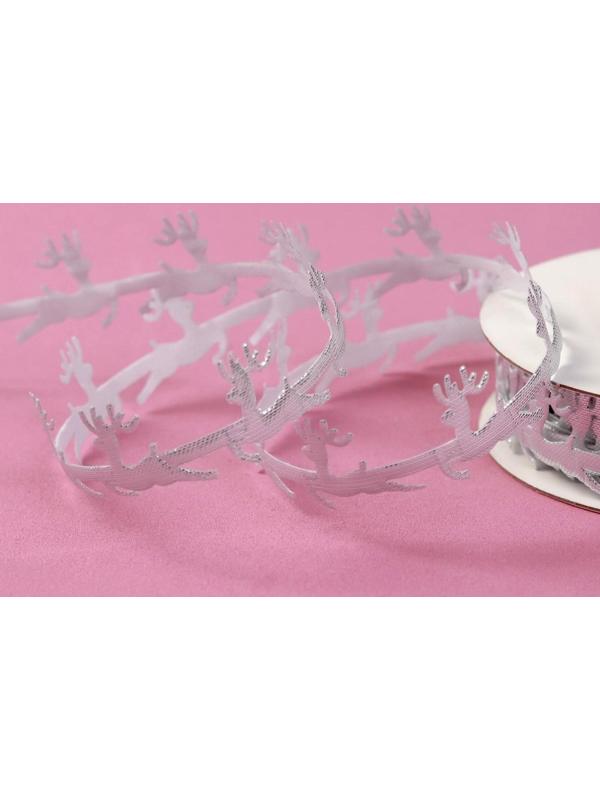 Лента декоративная фигурная «Олени», 20 мм, 9 ± 0,5 м, цвет серебряный