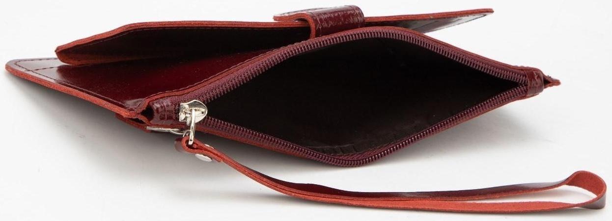 Кошелёк на молнии, с ручкой, цвет бордовый