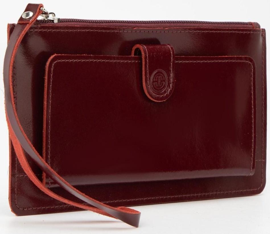 Кошелёк на молнии, с ручкой, цвет бордовый