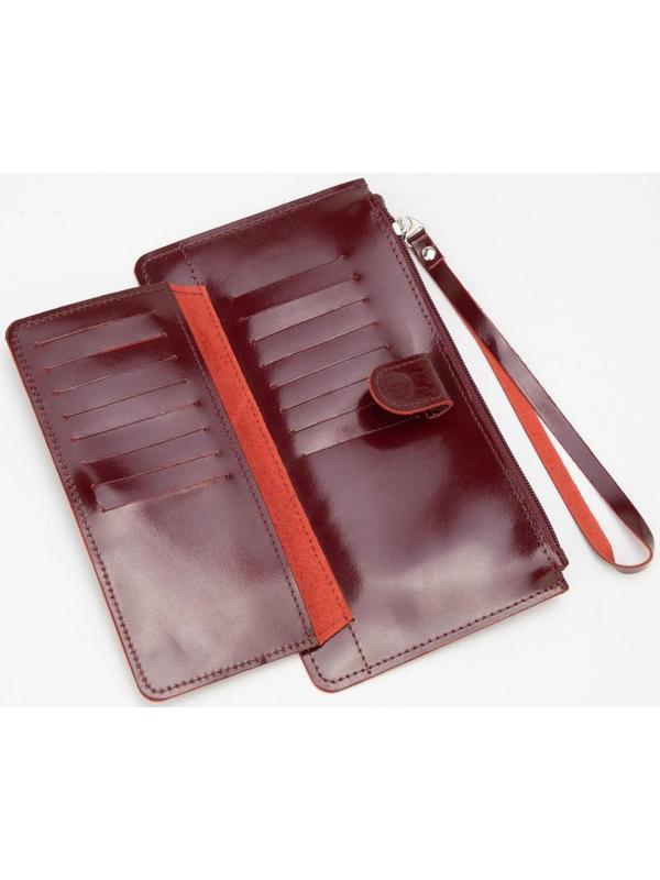 Кошелёк на молнии, с ручкой, цвет бордовый