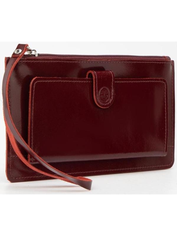 Кошелёк на молнии, с ручкой, цвет бордовый