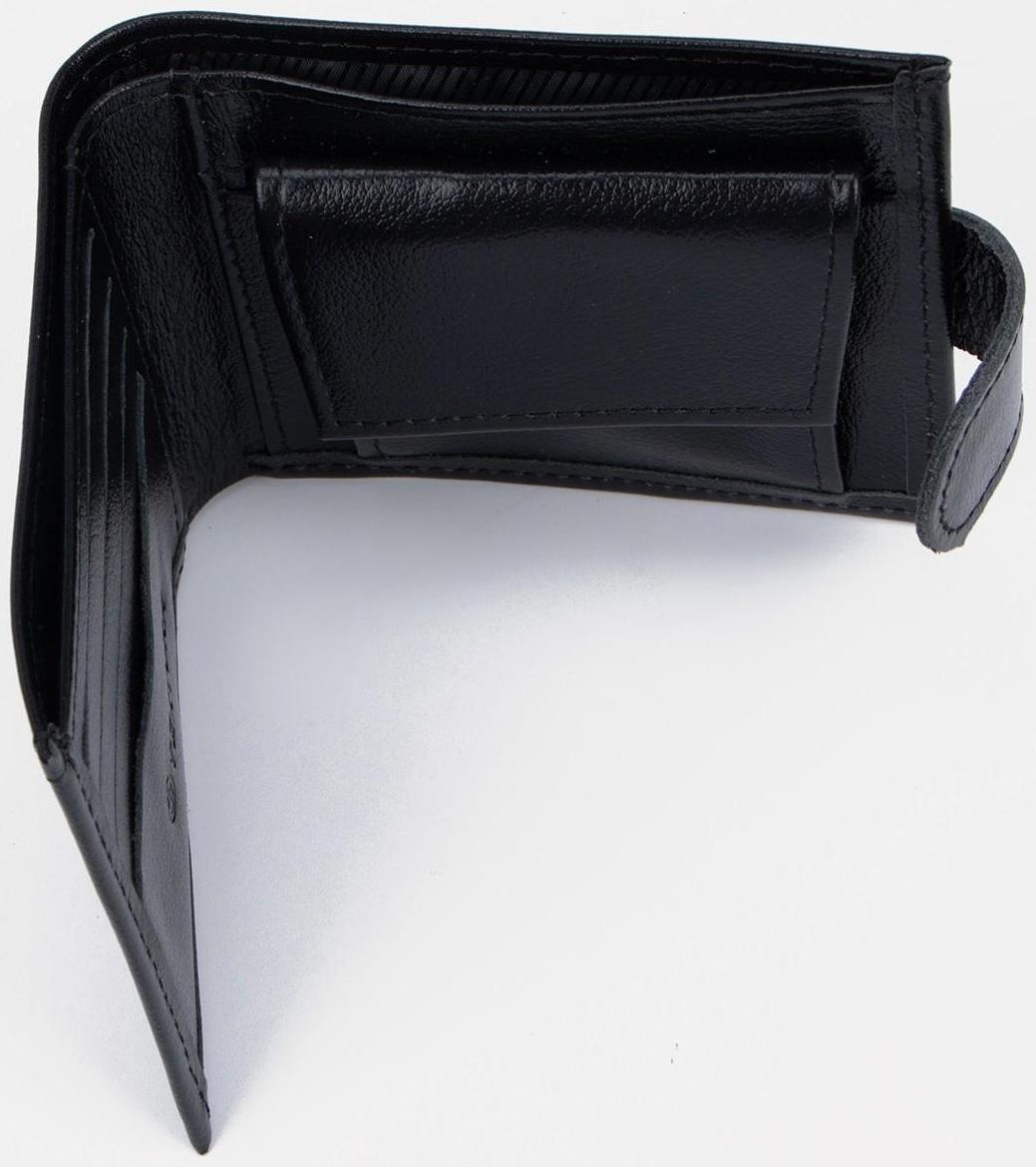 Портмоне на кнопке, для купюр, для карт, для монет, цвет чёрный