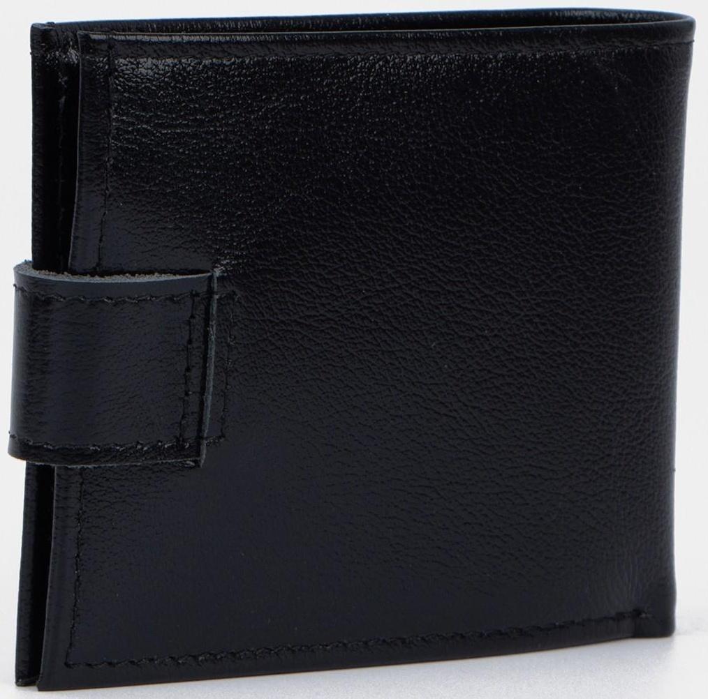 Портмоне на кнопке, для купюр, для карт, для монет, цвет чёрный