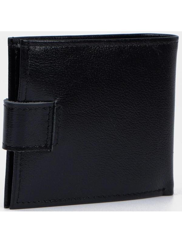 Портмоне на кнопке, для купюр, для карт, для монет, цвет чёрный