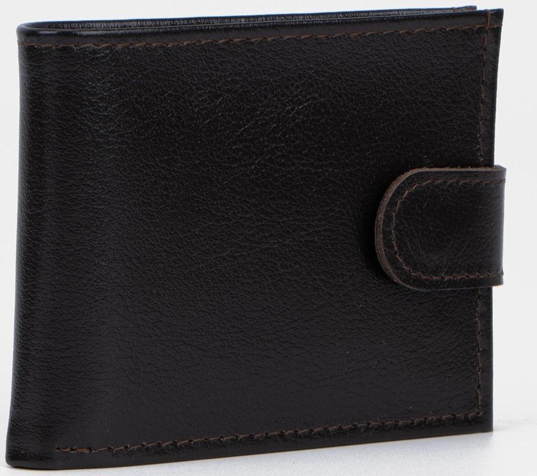 Портмоне на кнопке, для купюр, для карт, для монет, цвет коричневый