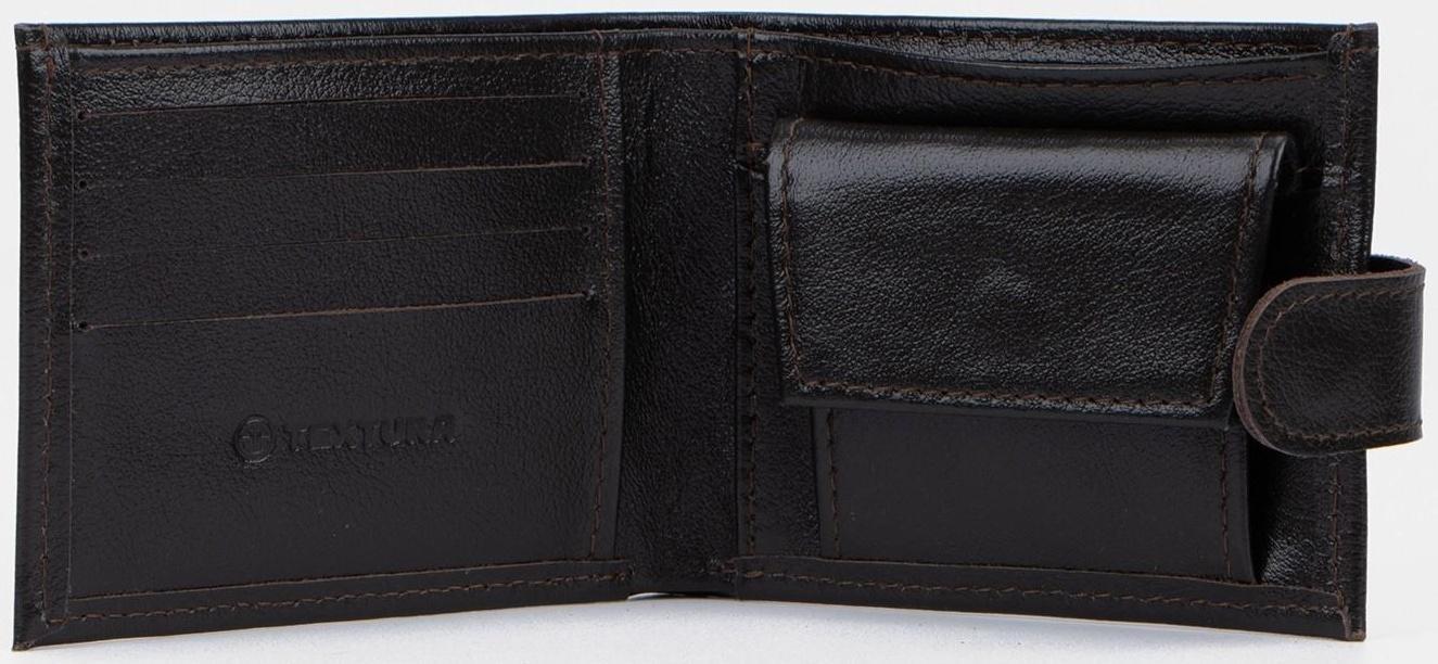 Портмоне на кнопке, для купюр, для карт, для монет, цвет коричневый