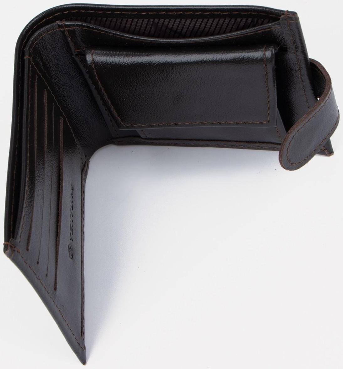 Портмоне на кнопке, для купюр, для карт, для монет, цвет коричневый