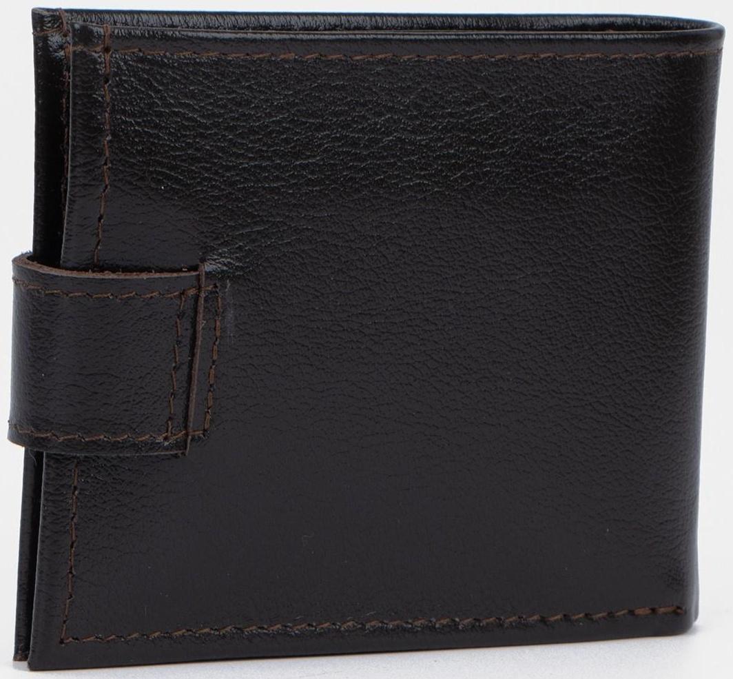 Портмоне на кнопке, для купюр, для карт, для монет, цвет коричневый