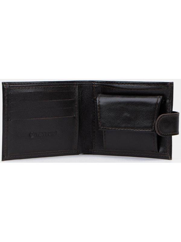 Портмоне на кнопке, для купюр, для карт, для монет, цвет коричневый