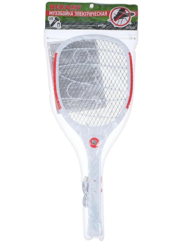 Мухобойка электрическая Rexant 70-0420, фонарик, аккумулятор