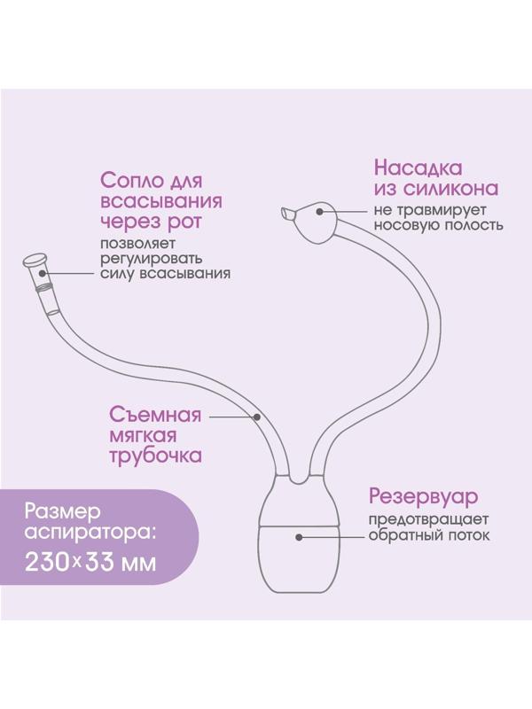 Детский назальный аспиратор с отводной трубкой «Мишка», цвет розовый
