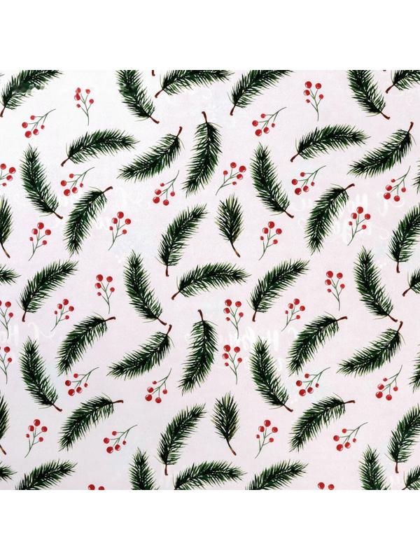 Бумага упаковочная глянцевая двусторонняя «Новогодние ветви», 70 × 100 см