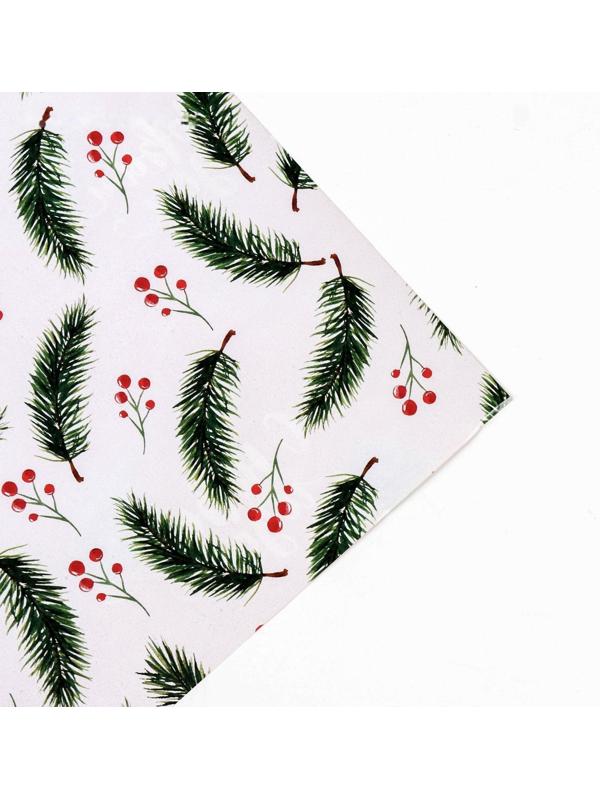 Бумага упаковочная глянцевая двусторонняя «Новогодние ветви», 70 × 100 см