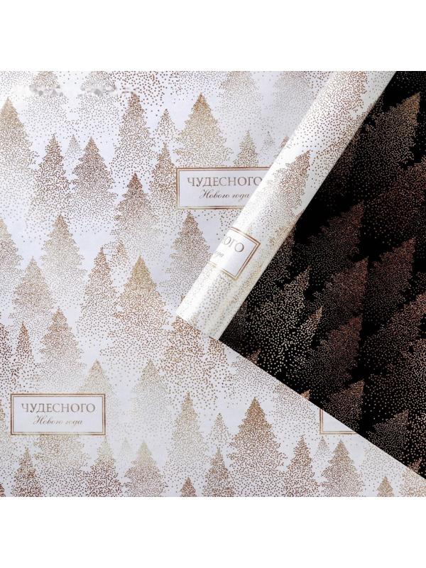 Бумага упаковочная глянцевая двусторонняя «Чудесного Нового года», 70 × 100 см