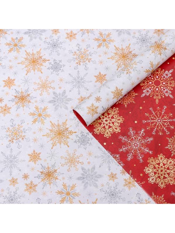 Бумага упаковочная глянцевая двусторонняя «Волшебные снежинки», 70 × 100 см
