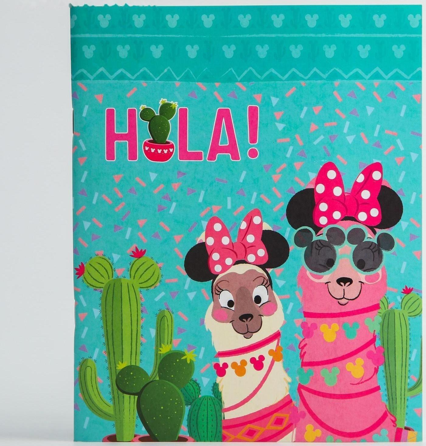 Тетрадь 48 листов в клетку, картонная обложка «Минни Маус. Лама» / 1 шт.