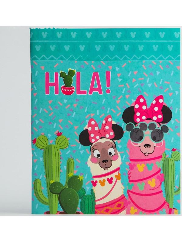 Тетрадь 48 листов в клетку, картонная обложка «Минни Маус. Лама» / 1 шт.